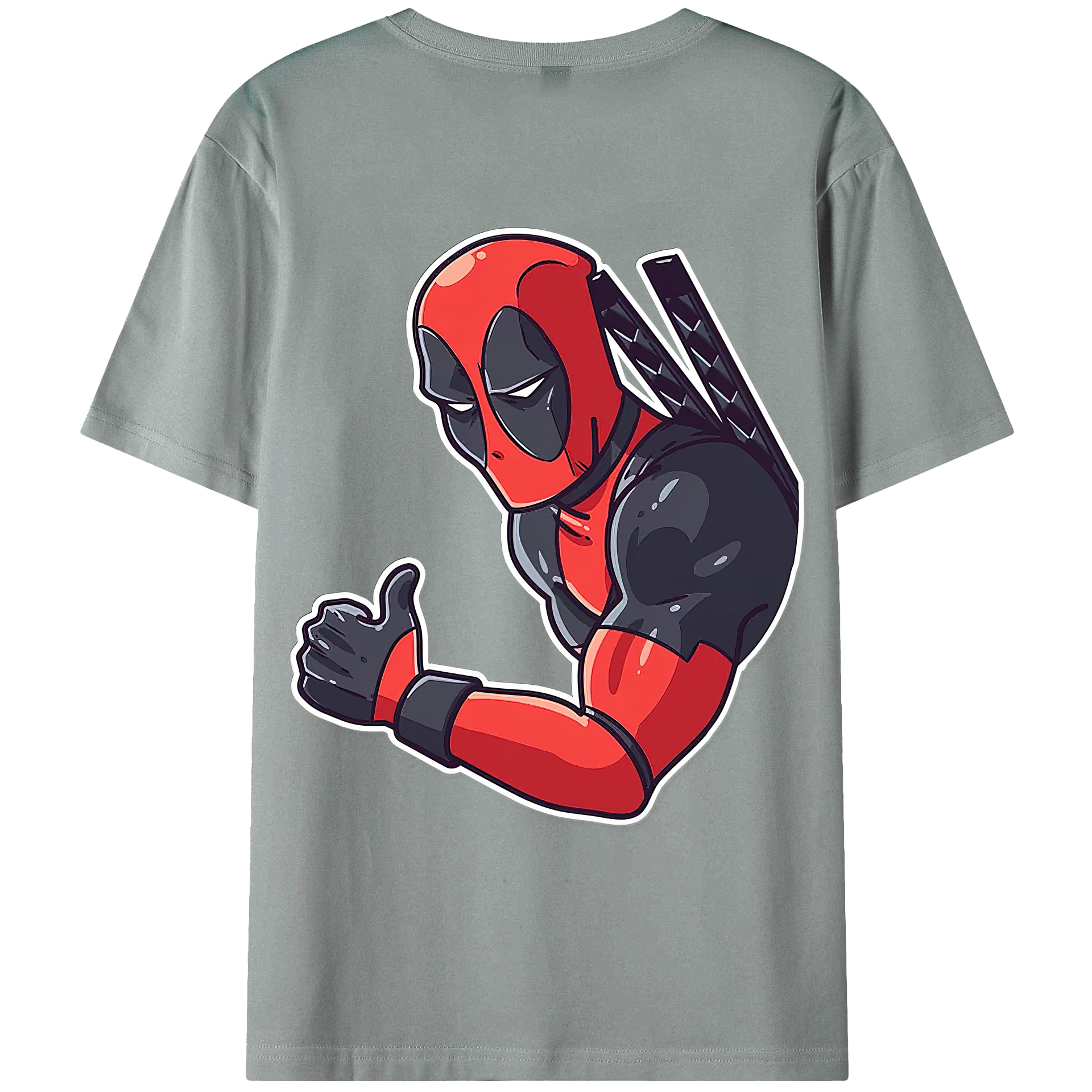 （画像用） Deadpool デッドプール 綿100％ メンズ半袖Tシャツ（バックプリント） 通気性